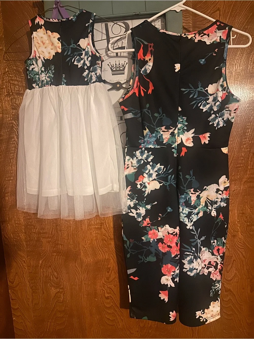 Matching Floral Navy and White Girls' Dress Set